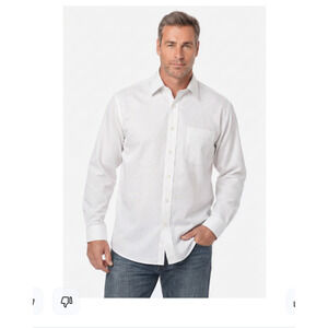 Giorgio Armani Le Collezioni White Striped Cotton Men's Dress Shirt 17- 35 EUC